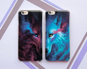 Wolf iPhone case Couple Best Friend Art iPhone X Xs Max XR Double Matching iPhone 8 7 6 Plus case for Samsung Galaxy s9 s8 Note 9 Pixel 3 2