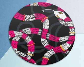 White Pink snake Mousepad serpent Desk Pad Mouse mat Dark animal print Round mouse pad Square mouse pad Table decor Desk Accessories Trendy