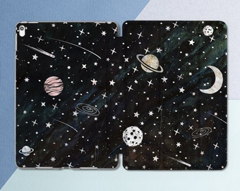 Black Marble iPad case 6th 5th gen Space Stars Planets Marble iPad 9.7 2018 2017 Cute Galaxy Marble iPad Pro 10.5 Pro 12.9 Mini 4 iPad Air 2