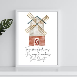 Don Quixote Quote, To surrender dreams, Digital Download, Home Decor, Inspirational Quotes, Miguel de Cervantes