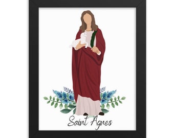 Saint Agnes, DOWNLOADABLE PRINT, Catholic printable wall art, Catholic home decor, Catholic art, Digital art print, Catholic Saints