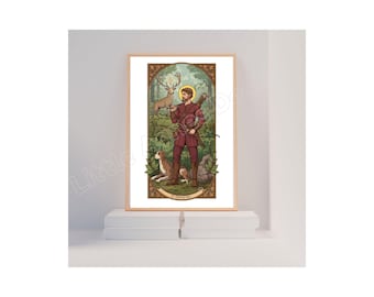 Saint Hubert, Catholic Saint Print