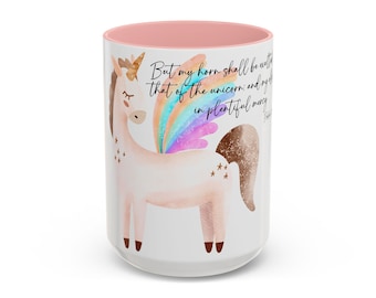 Catholic Coffee Mug, Psalm 91:11, But my horn shall be exalted