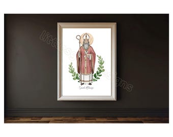 Saint Blaise, Catholic Saint Print