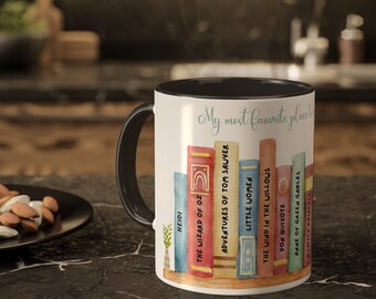 Classic Books Mug: Book Lover Gift, Ceramic 11oz