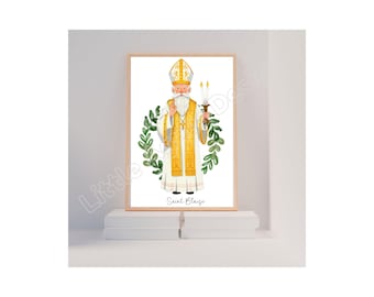Saint Blaise, Catholic Saint Print