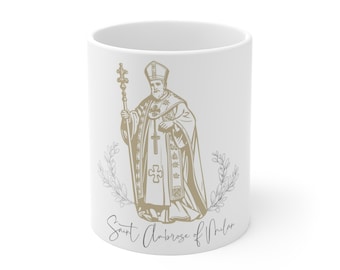 Saint Ambrose Catholic Coffee Mug, Catholic gift