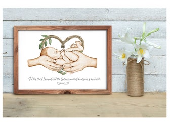 Catholic Baby Art Print: "For This Child I Prayed" (Digital Download)