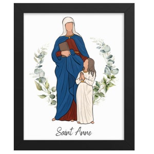 Impression téléchargeable de Sainte Anne et de la Sainte Mère, art mural catholique imprimable, décoration catholique, art catholique, saints catholiques
