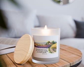 Saint Francis Assisi Inspirational Quote Frosted Glass Candle