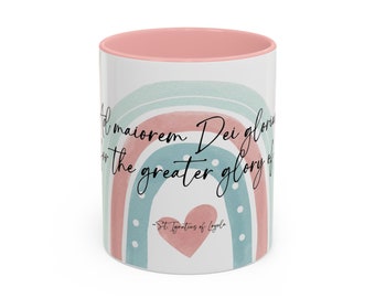 Catholic Coffee Mug: Saint Ignatius Quote, Ad Majorem Dei Gloriam