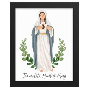 Onbevlekt hart van Maria, gezegende moeder, DOWNLOADBARE PRINT, katholieke afdrukbare muurkunst, katholieke home decor, katholieke kunst
