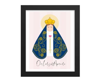 Our Lady of Aparecida Print: Catholic Art, Floral Design (Digital Download)