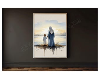 Madonna & Child Jesus Wall Art, Catholic Saint Print