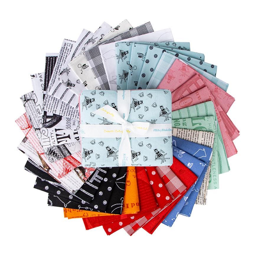 31 Piece Fat Quarter Bundle, Press On Designer Quilting Cotton by J. Wecker Frisch for Riley Blake Designs