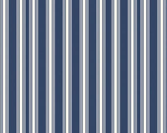 Blue and White Stripes Designer Quilting Cotton by Freedom Garden for Riley Blake Designs