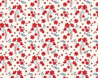 1/2 Yard Flat Fold, Ditsy Floral Multi-Color Designer Quilting Cotton by Freedom Garden for Riley Blake Designs