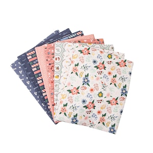 May include: A fan of patterned paper sheets. The sheets feature various designs, including floral, geometric, and whimsical patterns. Colors include blue, pink, white, and red. The paper is likely for crafts, scrapbooking, or gift wrapping.