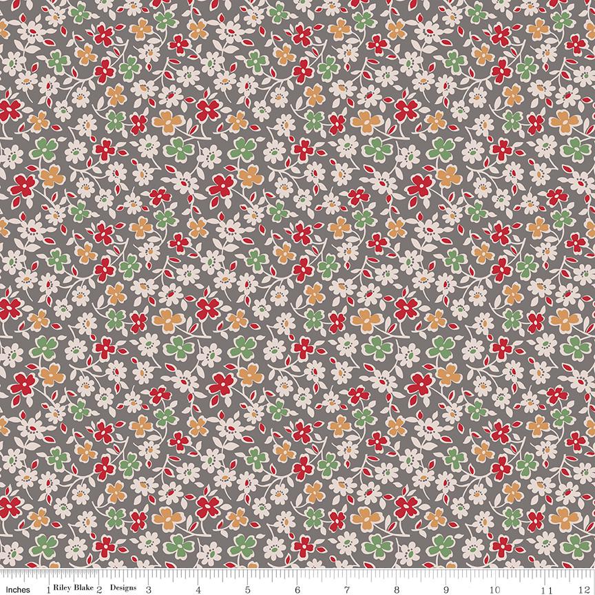 Fat Quarter, Brown Milk Can Cosmos, Designer Quilting Cotton, Autumn Collection by Lori Holt for Riley Blake Designs