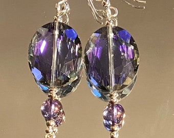 About Those Songs of Innocence and Experience - earrings - glass - sterling silver - BARGAIN because crystal flaws