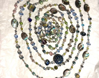 What the Beach Knows About Me - necklace - abalone shell - Swarovski and other crystal - thermal color-change bead - sterling silver