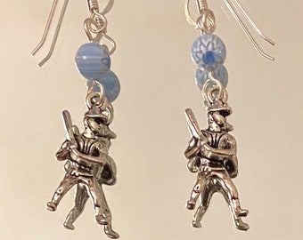Perfectly Normal Human Player (blue chevron) - earrings - Blaseball - glass chevron beads