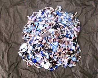 The Waters of Twilight Are Endless - PRICE is PER INCH -  sterling silver - necklace by the inch - glass - blue - lavender - purple