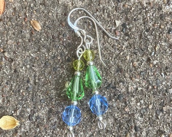 A Moment’s Pause in the Garden - earrings - Swarovski crystal - glass - sterling silver
