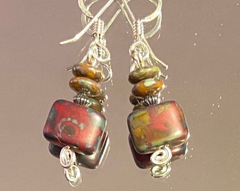 Curious Beliefs Among Archaeology Students - earrings - Czech glass - sterling silver