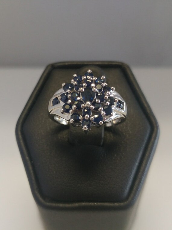 Sapphire Flower Cluster Ring - image 2
