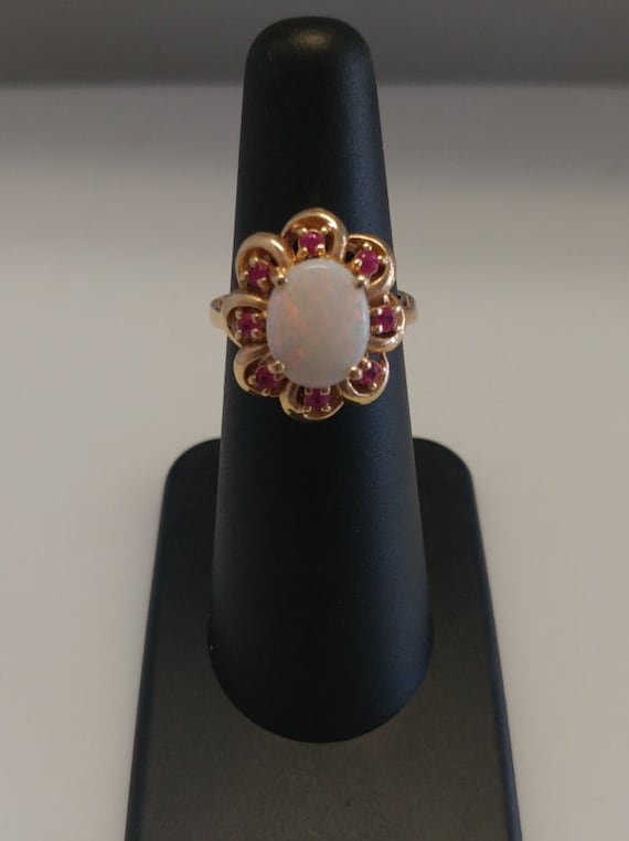 Opal Sapphire Flower Ring - image 2