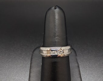 Mens Blue Diamond Brushed Wedding Band 6MM Ring 10K White Gold - Etsy