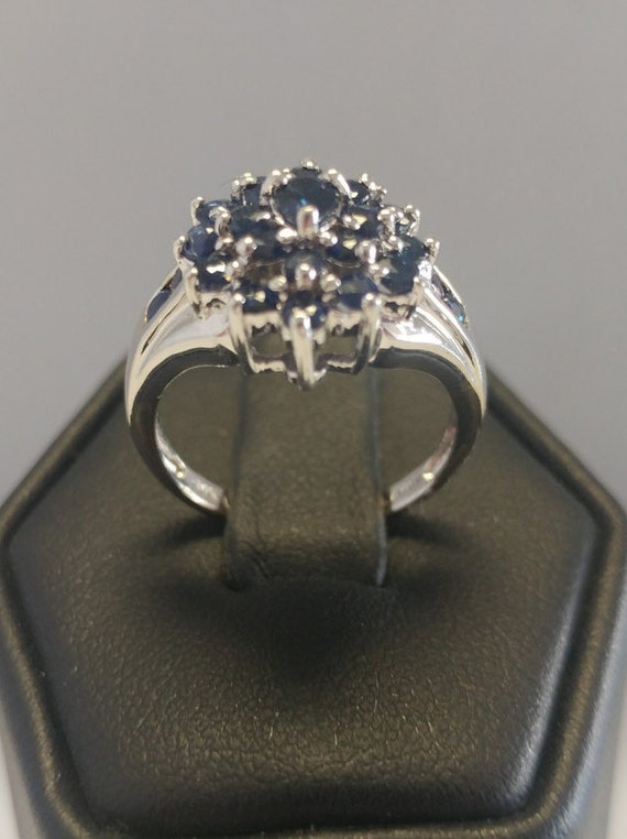 Sapphire Flower Cluster Ring - image 1