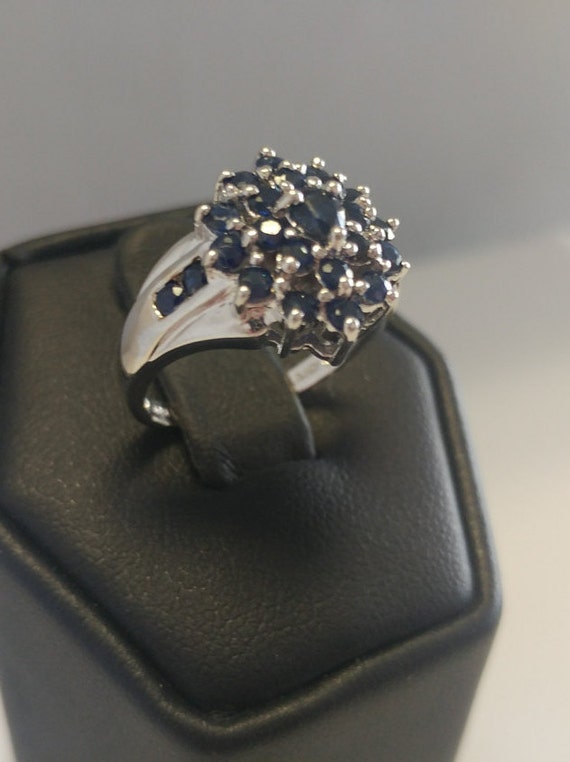 Sapphire Flower Cluster Ring - image 3