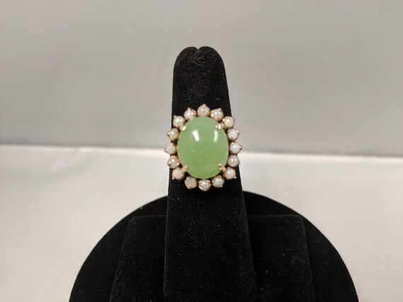 Vintage 14Kt. Gold and Jade Pearl Ring - image 4