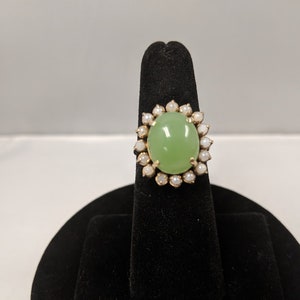 Vintage 14Kt. Gold and Jade Pearl Ring
