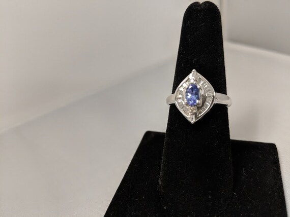 Vintage 14Kt. Tanzanite & Diamond White Gold Clus… - image 3