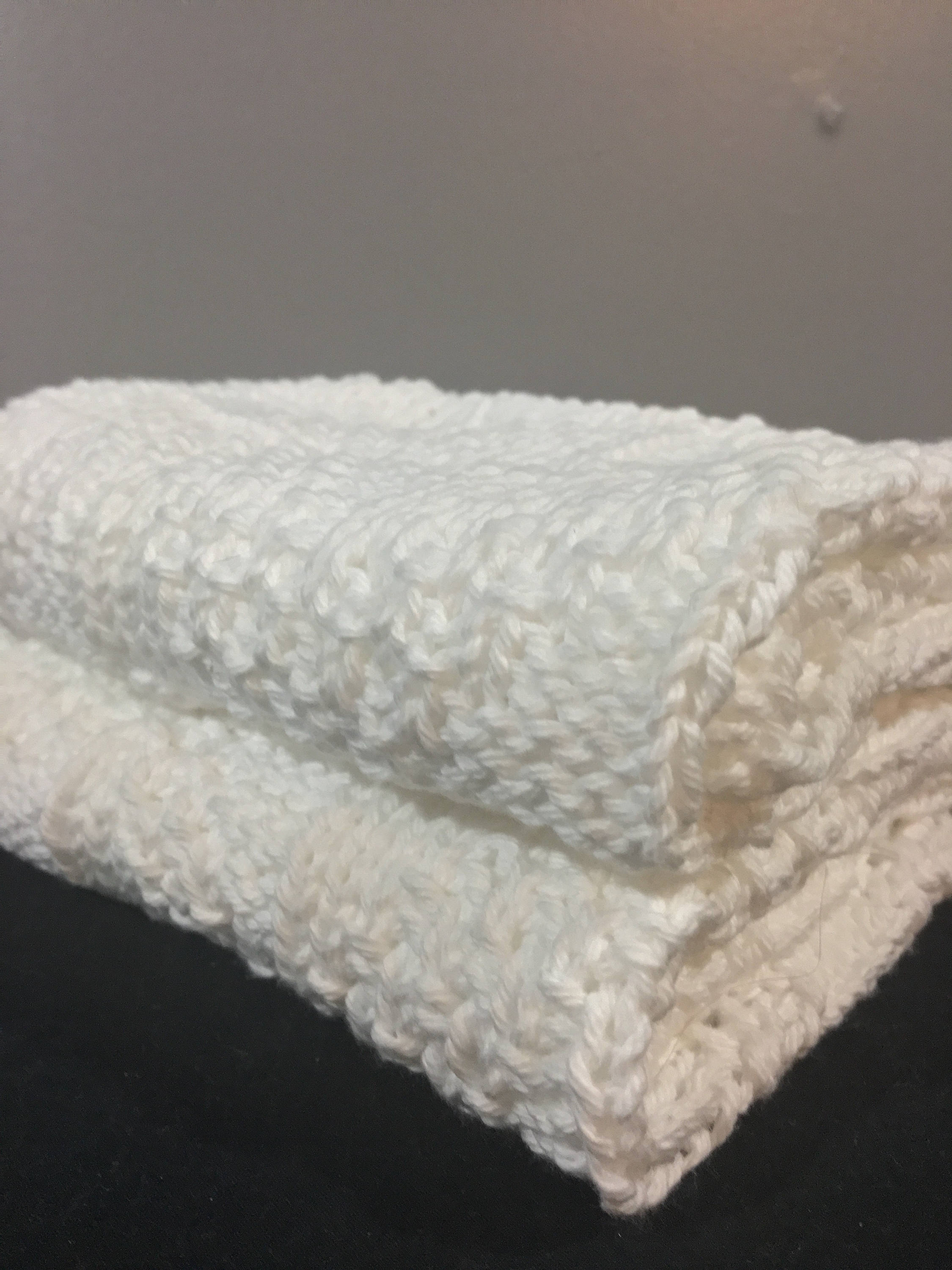 Two Hand Knit Bath Towels Set of White ...