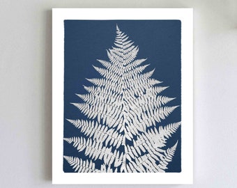 Fern Cyanotype Print: Botanical Blue and White Art