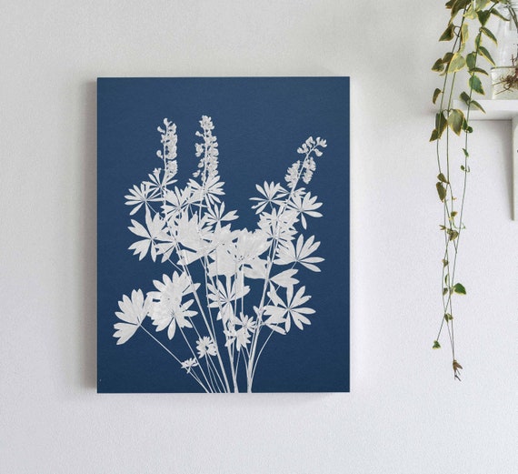 Lupine Cyanotype Print Botanical Print on Blue Background Bluebonnet  Flowers Wall Art Anna Atkins Style Unframed Fine Art Print - Etsy Denmark