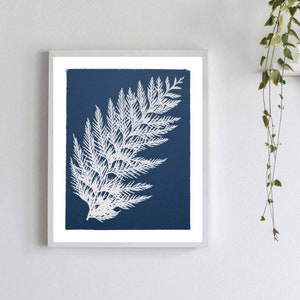 Cedar Cyanotype Print - Cedar Tree Botanical Print on Blue Background - Nature Decor -  Northwest Art - Cedar Print - 5X7, 8X10 or 11X14