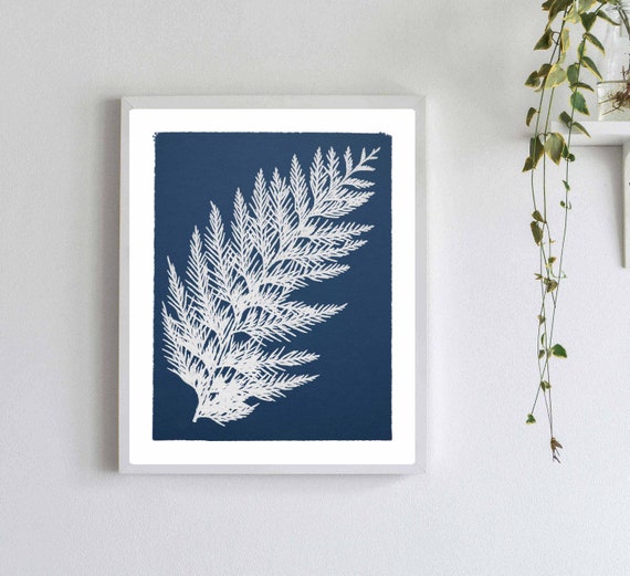 Cedar Tree Cyanotype Print: Botanical Nature Art