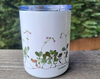 Twinflower Insulated Travel Mug: Linnaea Borealis 10oz – Gift for Twin Mom, Grandma, New Parent
