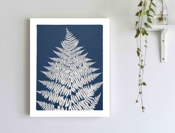Farn Cyanotypie Druck: Botanische Blau-Weie Kunst - Etsy.de