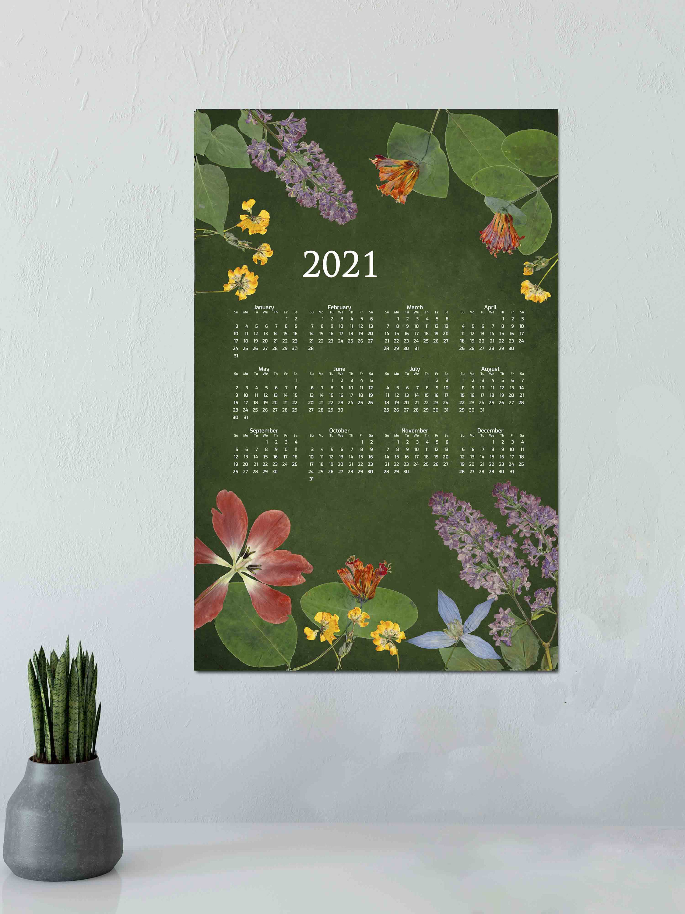 2021 Floral Wall Calendar Botanical Art 11X17 or 13X19 | Etsy