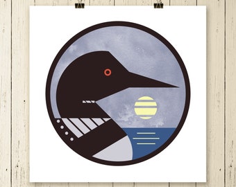 common loon drawing etsy