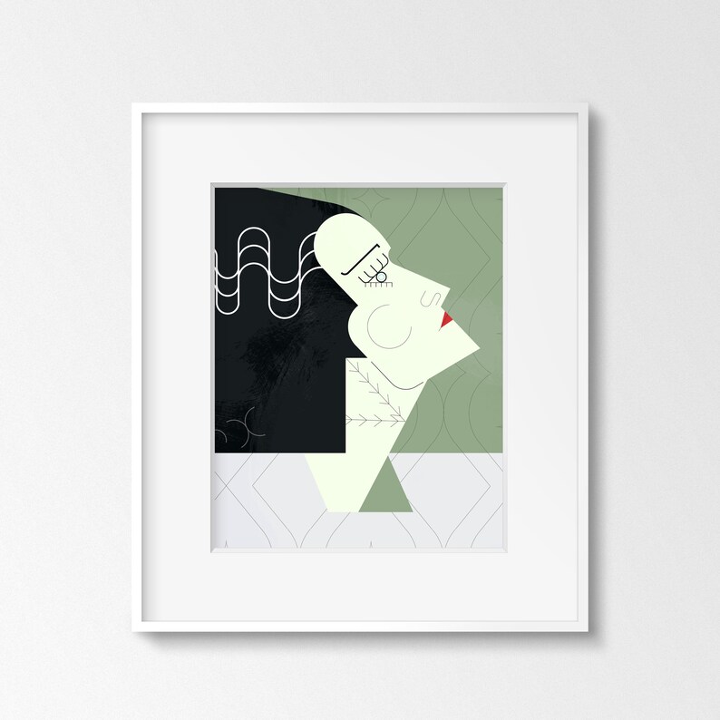 colorful art halloween art print halloween gift idea art print bride of Frankenstein holiday wall art halloween art halloween decor