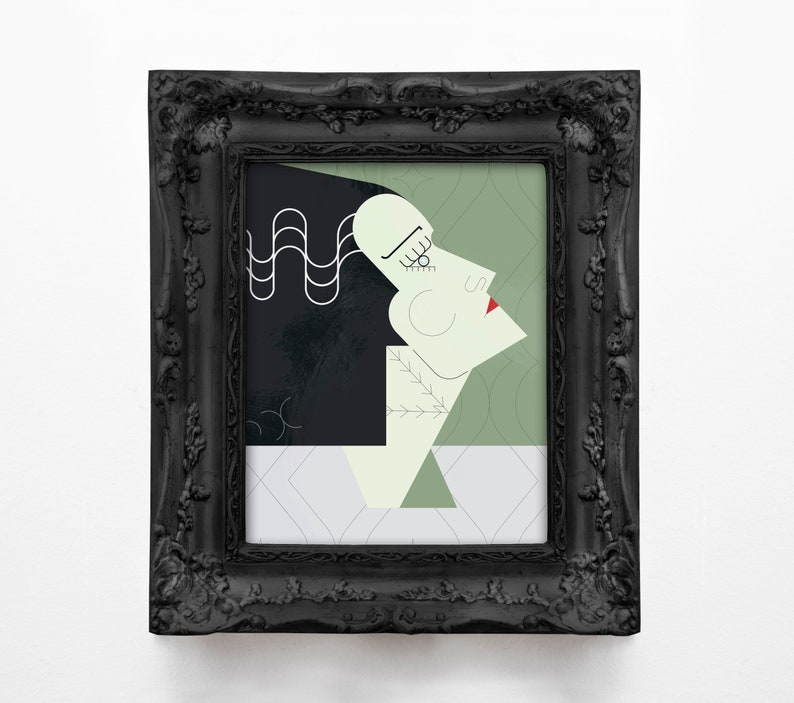 colorful art halloween art print halloween gift idea art print bride of Frankenstein holiday wall art halloween art halloween decor