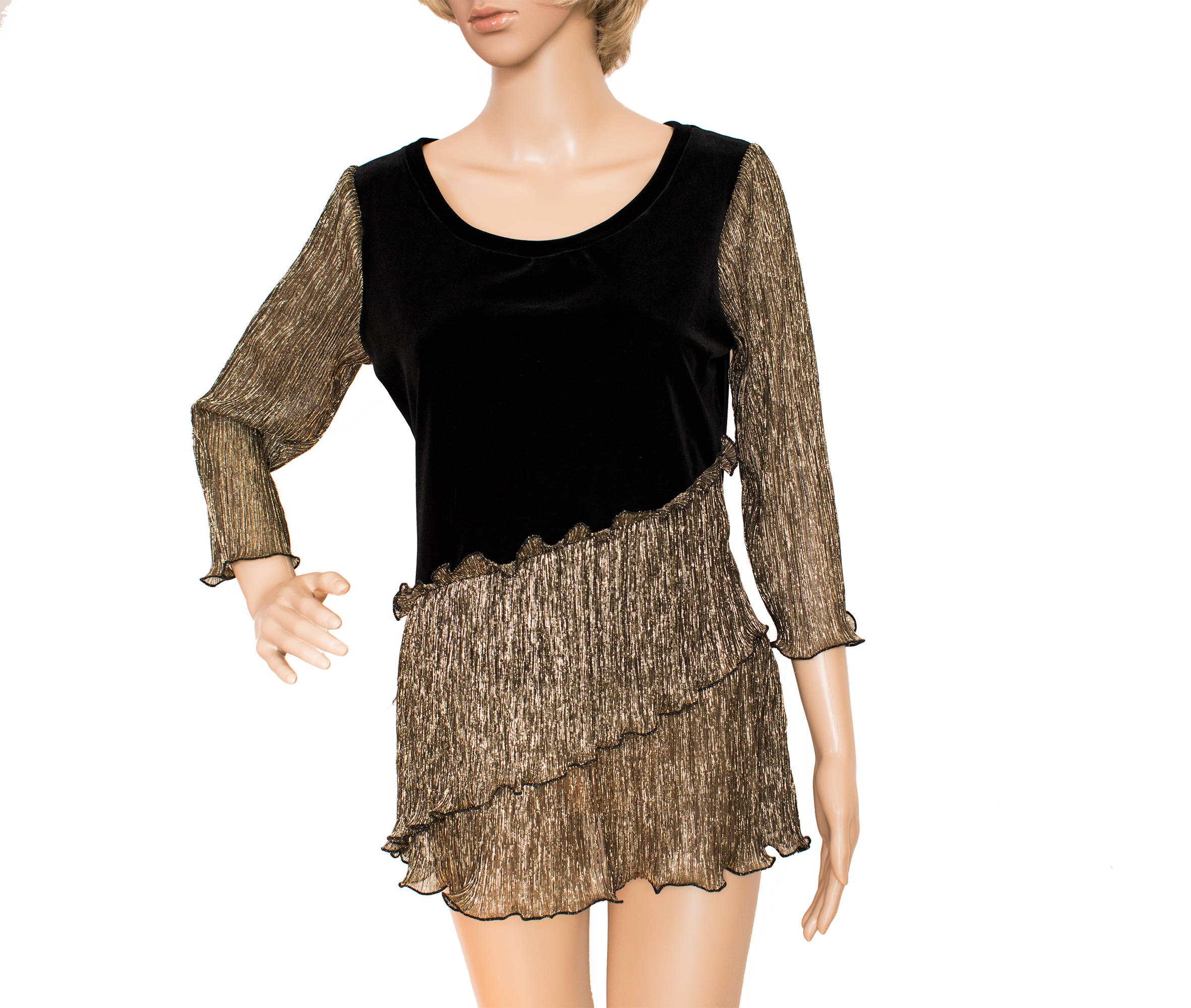 BLACK VELVET BLOUSE With 3/4 Sleeve 