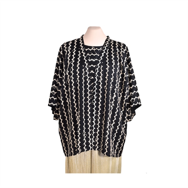 KIMONO CARDIGAN NOIR Coton mélangé grande taille Oversize Printemps Spring